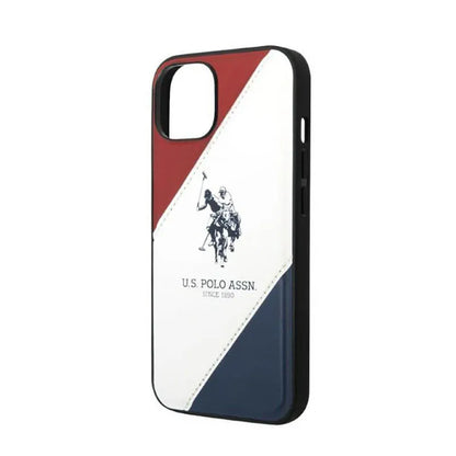 US Polo Assn Tricolor Embossed – Dėklas iPhone 14 Plus (baltas)