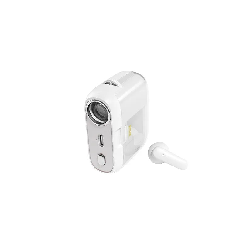 WEKOME S28 Pop skaitmeninė serija – belaidės „Bluetooth V5.3 TWS“ ausinės su įkrovimo dėklu su projektoriaus funkcija (baltos)