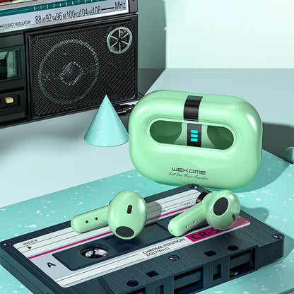 WEKOME VA06 Vanguard Series - „Bluetooth V5.2“ TWS belaidės ausinės su įkrovimo dėklu (žalia)