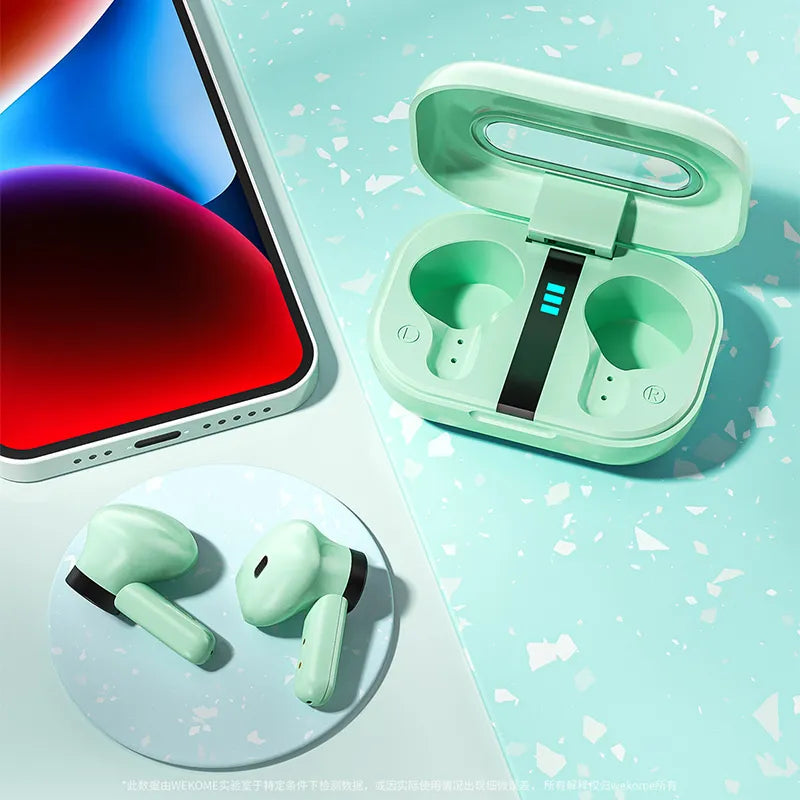 WEKOME VA06 Vanguard Series - „Bluetooth V5.2“ TWS belaidės ausinės su įkrovimo dėklu (žalia)