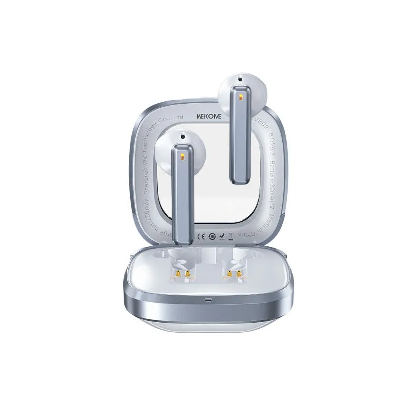 WEKOME VB09 Cyerin Series – belaidės „Bluetooth“ ausinės V5.3 TWS su įkrovimo dėklu (baltos)