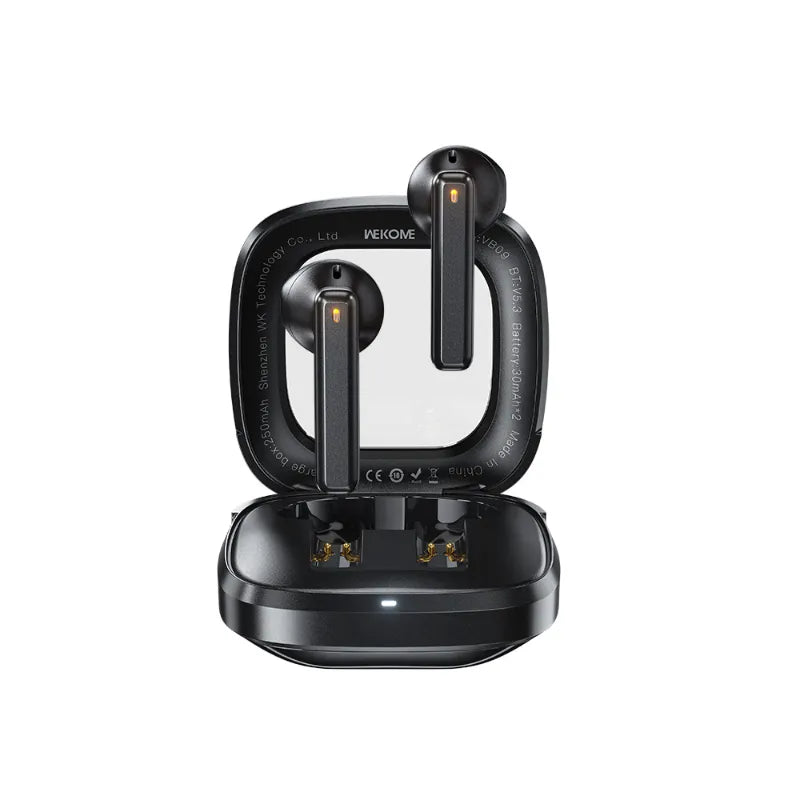 WEKOME VB09 Cyerin Series – „Bluetooth V5.3“ TWS belaidės ausinės su įkrovimo dėklu (juodos)