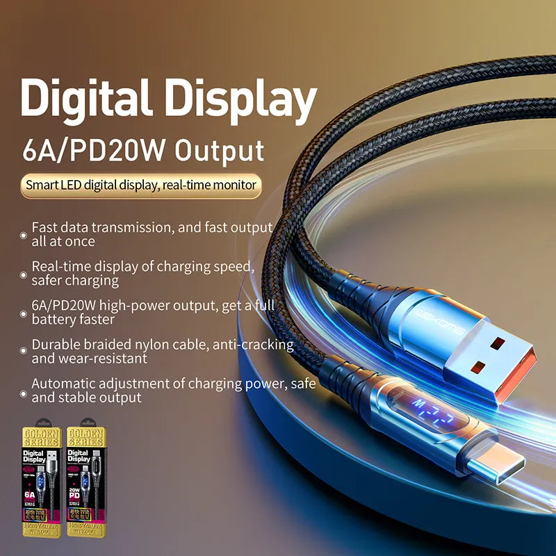 WEKOME WDC-166 Sakin Series – USB-A į Lightning 6A greitojo įkrovimo 1 m jungiamasis laidas (Tarnish)