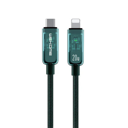 WEKOME WDC-181 Vanguard serija – USB-C į Lightning itin greito įkrovimo PD 20W jungiamasis kabelis 1m (žalias)
