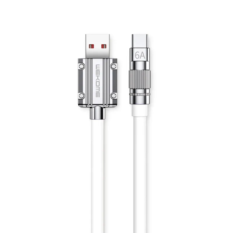 WEKOME WDC-186 Wingle Series – USB-A į USB-C greito įkrovimo prijungimo kabelis 1 m (baltas)