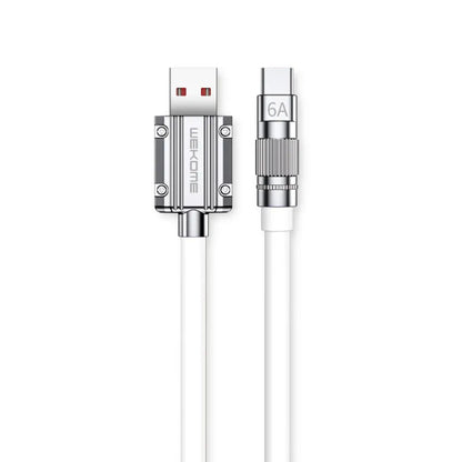 WEKOME WDC-186 Wingle Series – USB-A į USB-C greito įkrovimo prijungimo kabelis 1 m (baltas)