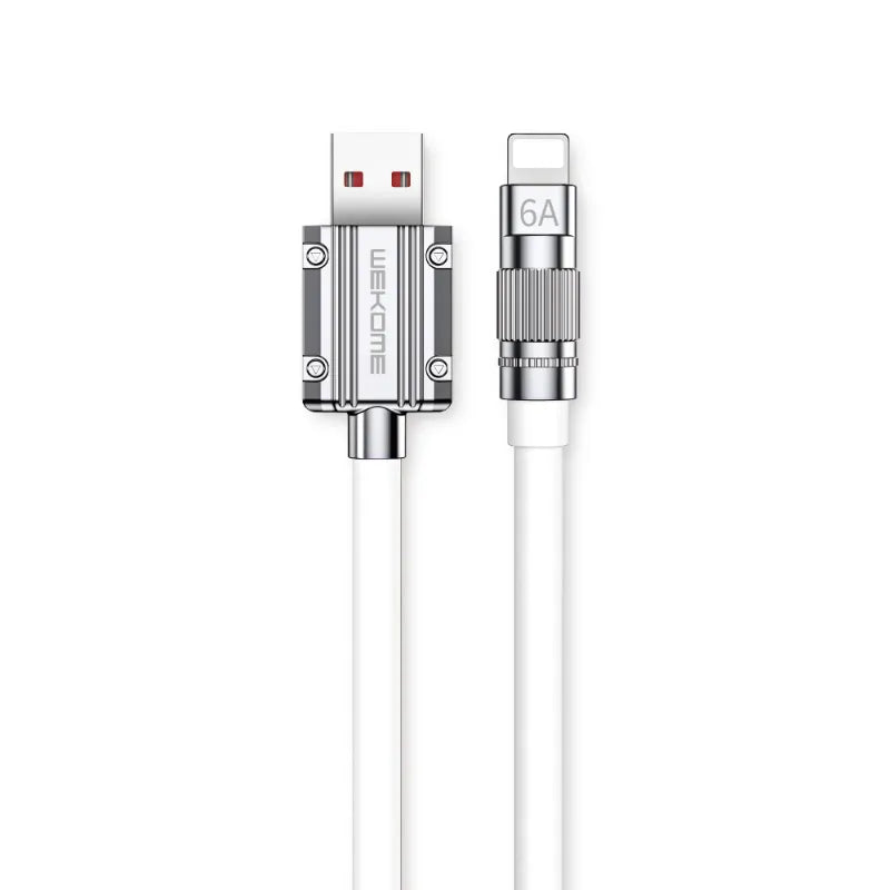 WEKOME WDC-186 Wingle serija – USB-A į „Lightning“ greitojo įkrovimo 1 m jungties kabelis (baltas)