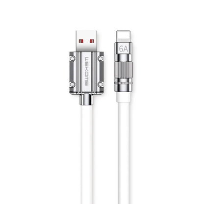 WEKOME WDC-186 Wingle serija – USB-A į „Lightning“ greitojo įkrovimo 1 m jungties kabelis (baltas)