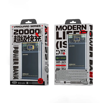 WEKOME WP-321 Vanguard serija – Power bank 20000 mAh Itin greitas įkrovimas PD 20W + QC 22.5W (Juoda / Permatoma)