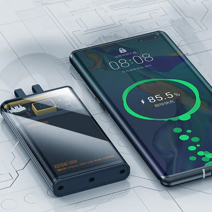 WEKOME WP-323 Vanguard serija - Ypatingai greito įkrovimo maitinimo blokas 10000 mAh su integruotais USB-C ir Lightning kabeliais PD 20W + QC 22.5W (Juoda / Skaidri)