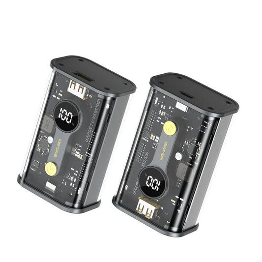 WEKOME WP-333 Vanguard Series - Nešiojamasis įkroviklis (power bank) 10000 mAh Super Charging PD 20W + QC 22.5W (juoda / permatoma)