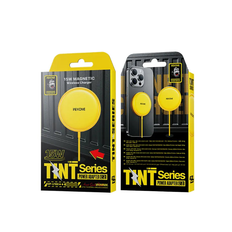 WEKOME WP-U166 Tint Series – 15W MagSafe indukcinis įkroviklis (geltonas)