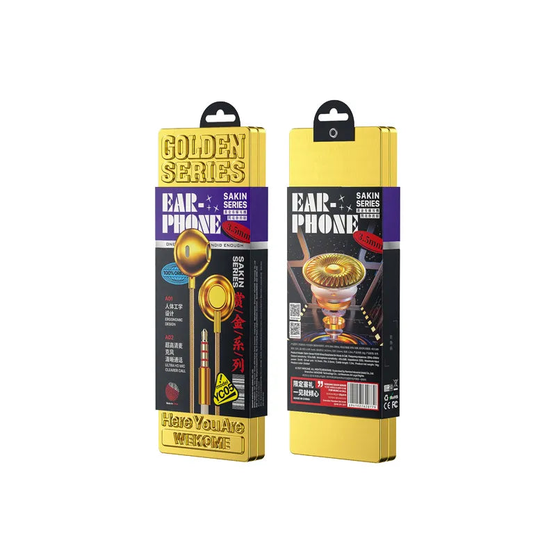 WEKOME YC05 Sakin serija - 3,5 mm lizdo laidinės ausinės (aukso spalvos)