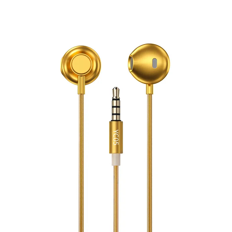 WEKOME YC05 Sakin serija - 3,5 mm lizdo laidinės ausinės (aukso spalvos)