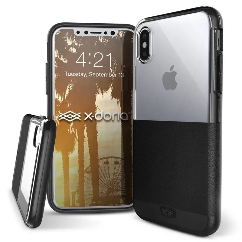 X-Doria Dash dėklas skirtas iPhone X (Juoda oda)