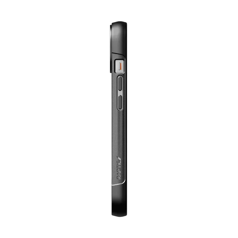 X-Doria Raptic Clutch – biologiškai skaidomas dėklas, skirtas „iPhone 14“ (atsparus kritimui iš 3 m) (juodas)