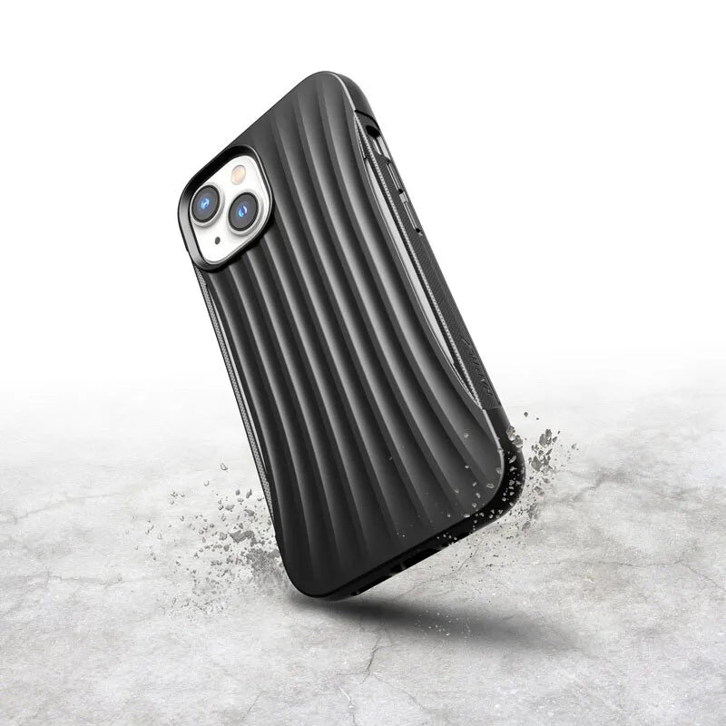 X-Doria Raptic Clutch – biologiškai skaidomas dėklas, skirtas „iPhone 14“ (atsparus kritimui iš 3 m) (juodas)