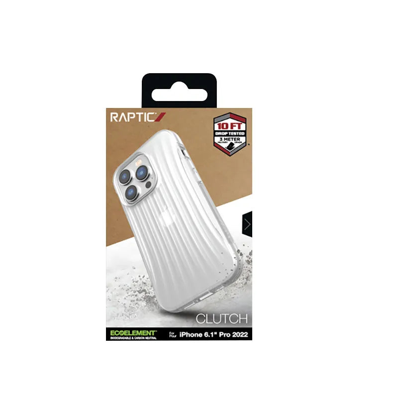 X-Doria Raptic Clutch – Biologiškai skaidomas dėklas, skirtas iPhone 14 Pro (atsparumas kritimui iš 3 m) (skaidrus)