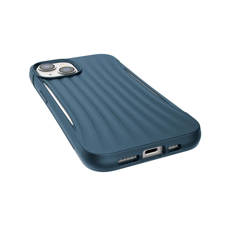 X-Doria Raptic Clutch – Biologiškai skaidrus dėklas, skirtas iPhone 14 (bandytas nukritus iš 3m) (Mėlynas)