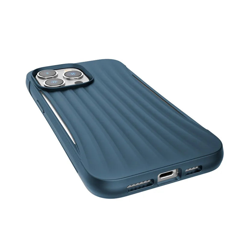 X-Doria Raptic Clutch – biologiškai skaidrus dėklas skirtas „iPhone 14 Pro Max“ (atsparus kritimui iš 3 m aukščio) (mėlynas)