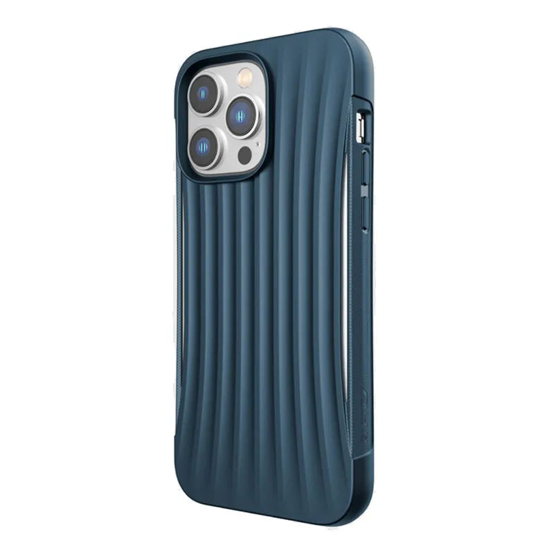 X-Doria Raptic Clutch – biologiškai skaidrus dėklas skirtas „iPhone 14 Pro Max“ (atsparus kritimui iš 3 m aukščio) (mėlynas)