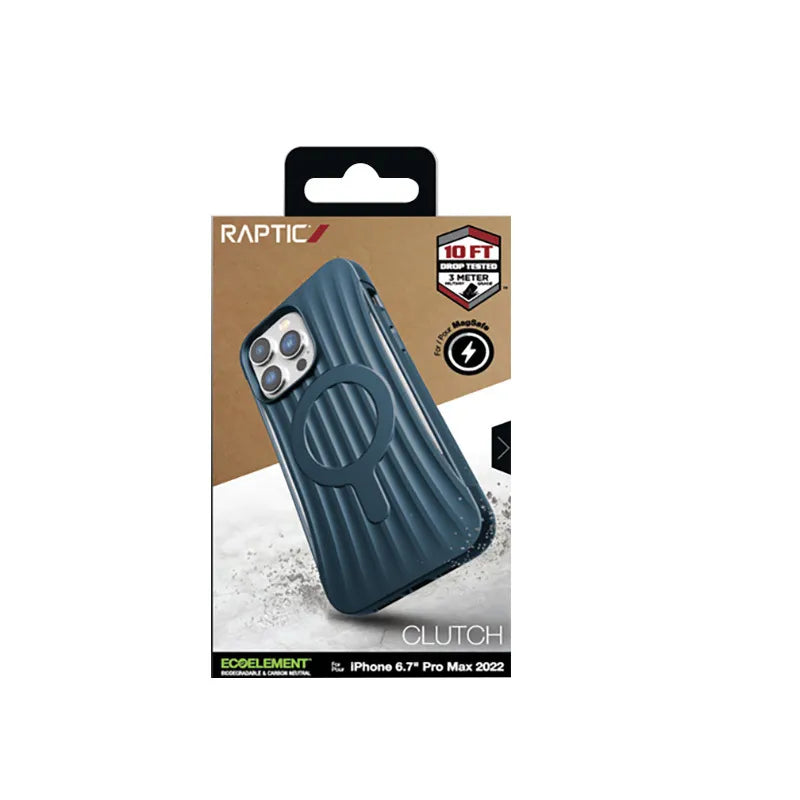 X-Doria Raptic Clutch MagSafe – biologiškai skaidomas dėklas iPhone 14 Pro Max (atsparumas kritimui iki 3 m) (Marine Blue)