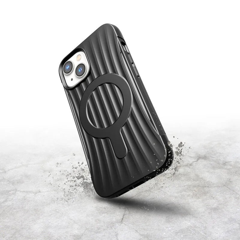 X-Doria Raptic Clutch MagSafe – biologiškai skaidomas dėklas, skirtas „iPhone 14“ (išbandyta iki 3 m aukščio kritimo) (juoda)