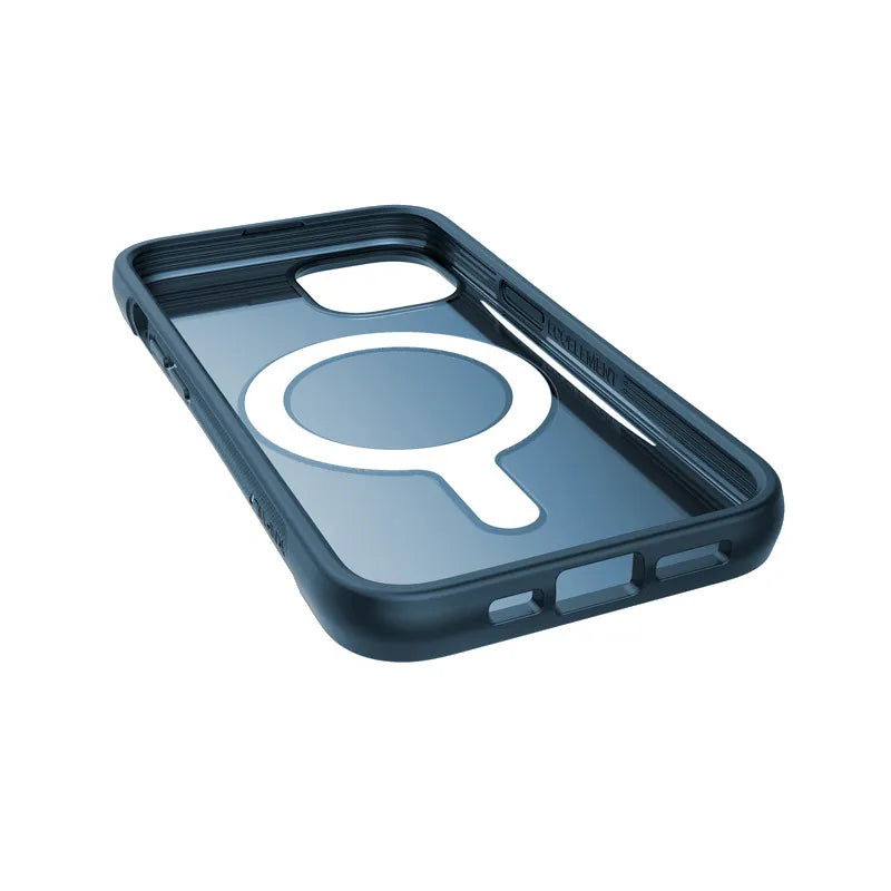 X-Doria Raptic Clutch MagSafe – Biologiškai skaidomas dėklas, skirtas iPhone 14 (išbandytas kritimas iš 3m) (Marine Blue)