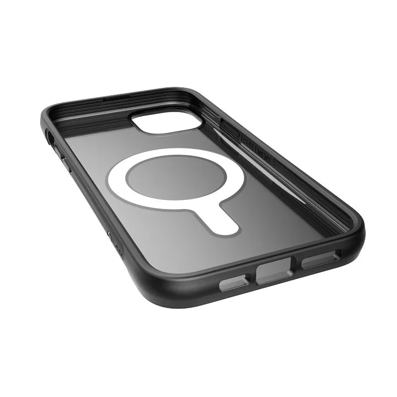 X-Doria Raptic Clutch MagSafe – Biologiškai skaidomas dėklas, skirtas „iPhone 14 Plus“ (atsparumas kritimui iš 3 m) (juodas)