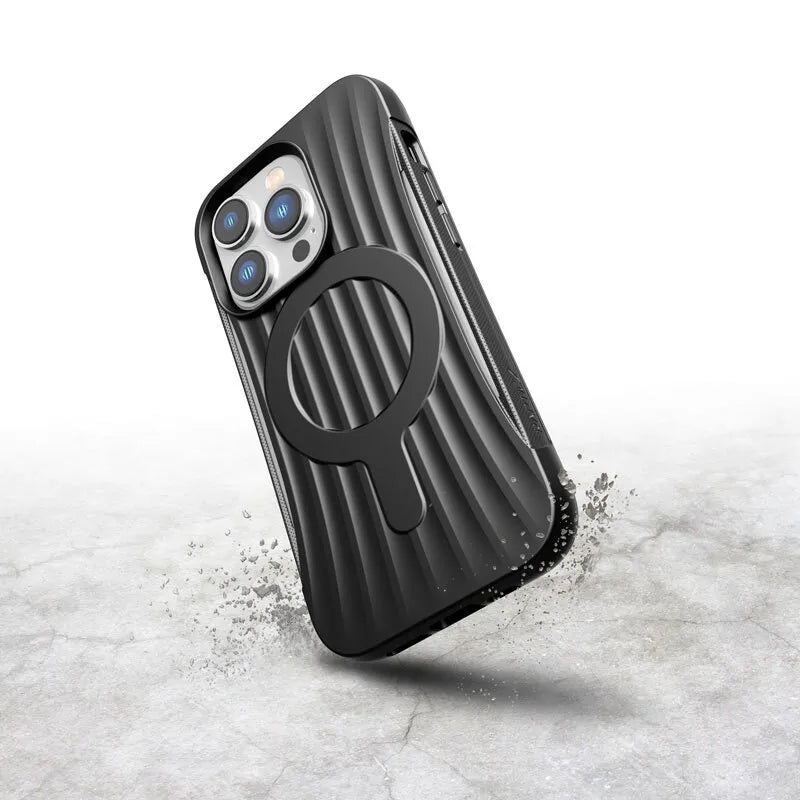 X-Doria Raptic Clutch MagSafe - Biologiškai skaidomas dėklas skirtas iPhone 14 Pro (Bandytas kritimas iš 3 m) (Juoda)