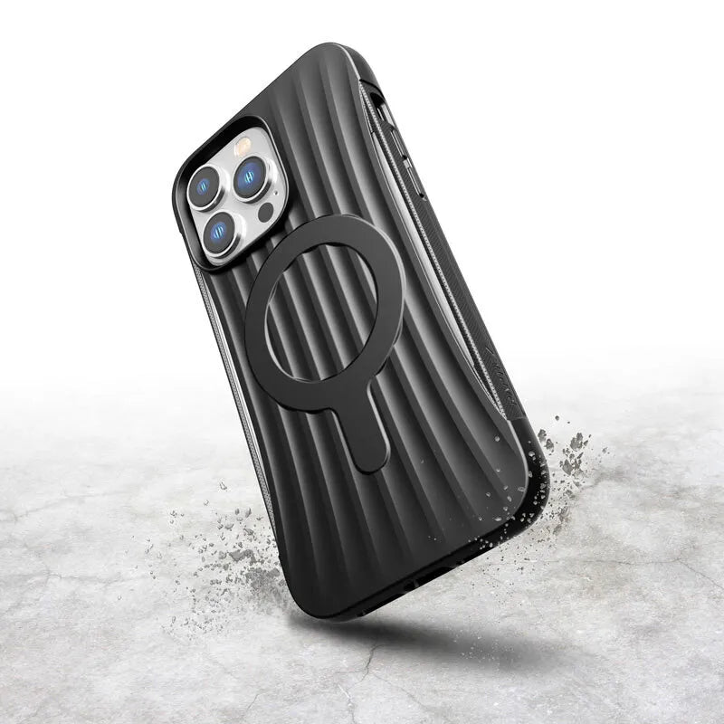 X-Doria Raptic Clutch MagSafe – Biologiškai skaidomas dėklas skirtas iPhone 14 Pro Max (patikrintas nuo kritimo 3m aukščio) (Juoda)