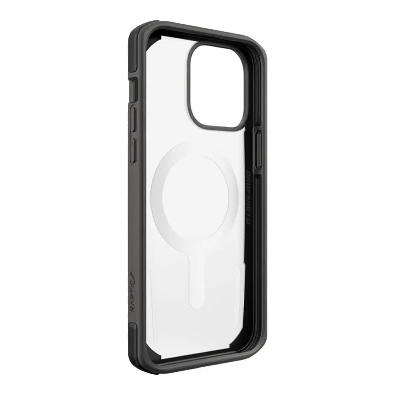X-Doria Raptic Secure MagSafe – biologiškai skaidus dėklas, skirtas „iPhone 14 Pro Max“ (atsparus kritimui iš 4 m aukščio) (juoda spalva)