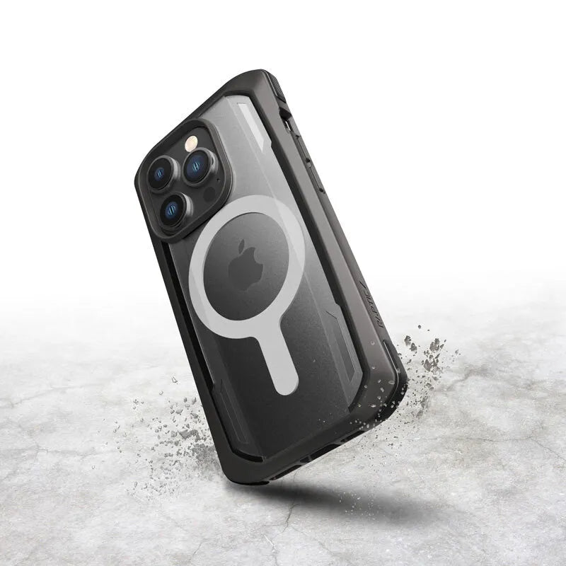 X-Doria Raptic Secure MagSafe – biologiškai skaidus dėklas, skirtas „iPhone 14 Pro Max“ (atsparus kritimui iš 4 m aukščio) (juoda spalva)