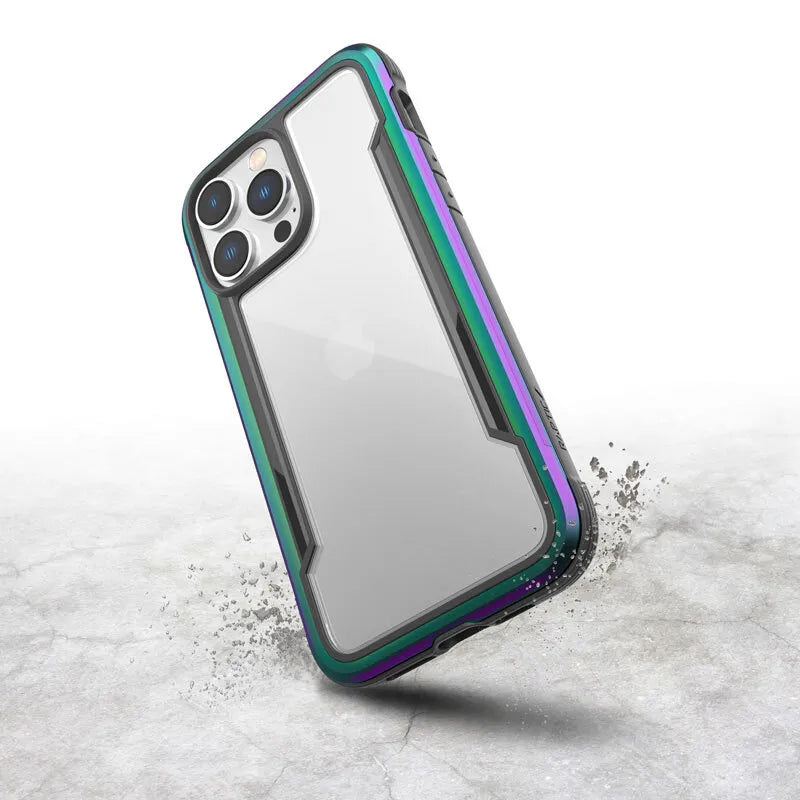 X-Doria Raptic Shield - Aliuminio dėklas iPhone 14 Pro Max (atsparus kritimui iš 3m) (Vaivorykštinis)