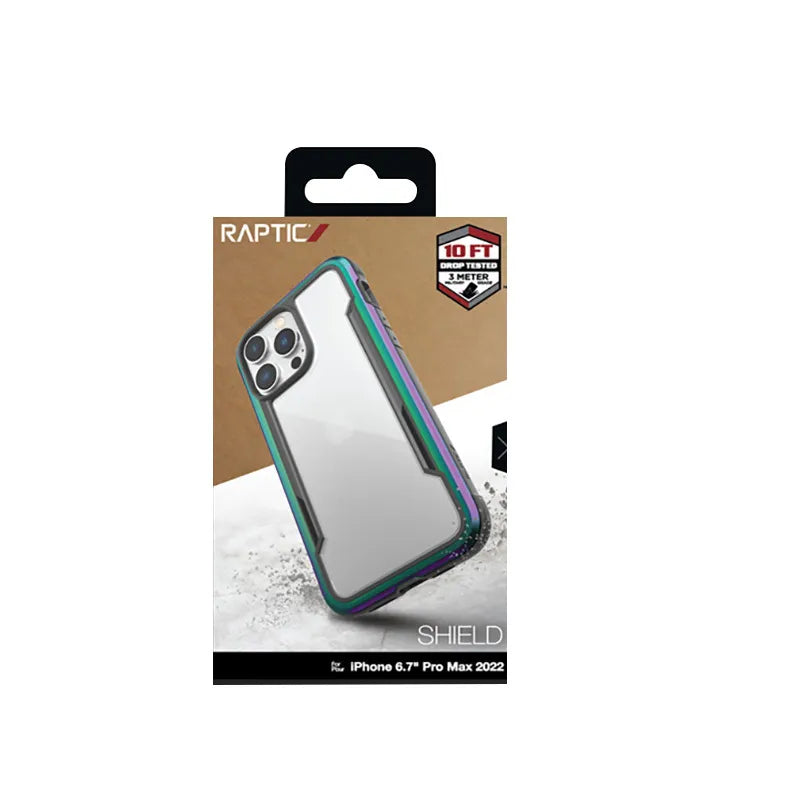 X-Doria Raptic Shield - Aliuminio dėklas iPhone 14 Pro Max (atsparus kritimui iš 3m) (Vaivorykštinis)