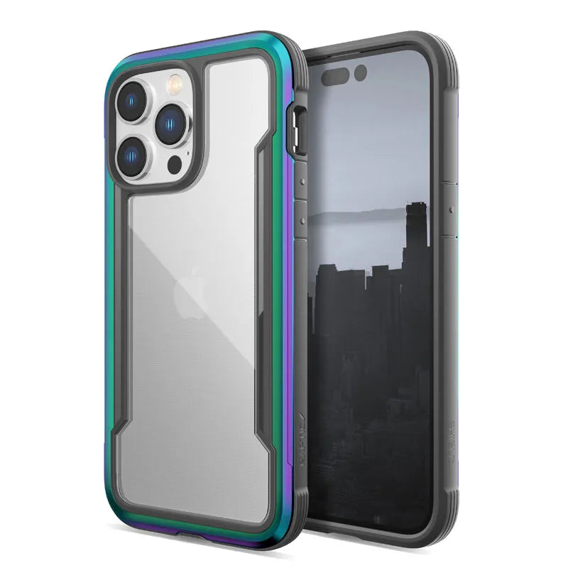 X-Doria Raptic Shield - Aliuminio dėklas iPhone 14 Pro Max (atsparus kritimui iš 3m) (Vaivorykštinis)