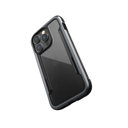 X-Doria Raptic Shield – aliuminio dėklas, skirtas „iPhone 14 Pro“ (atsparus smūgiams iki 3 m) (juodas)