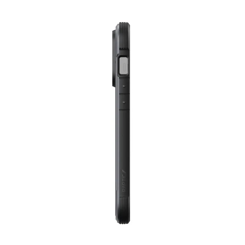 X-Doria Raptic Shield – aliuminio dėklas, skirtas „iPhone 14 Pro“ (atsparus smūgiams iki 3 m) (juodas)