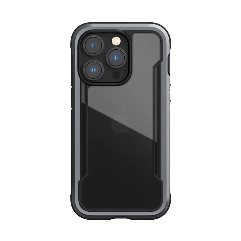 X-Doria Raptic Shield – aliuminio dėklas, skirtas „iPhone 14 Pro“ (atsparus smūgiams iki 3 m) (juodas)