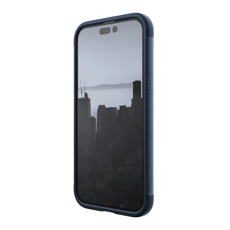 X-Doria Raptic Shield - aliuminio dėklas, skirtas iPhone 14 Pro Max (atsparus kritimui iš 3 m) (Marine Blue)
