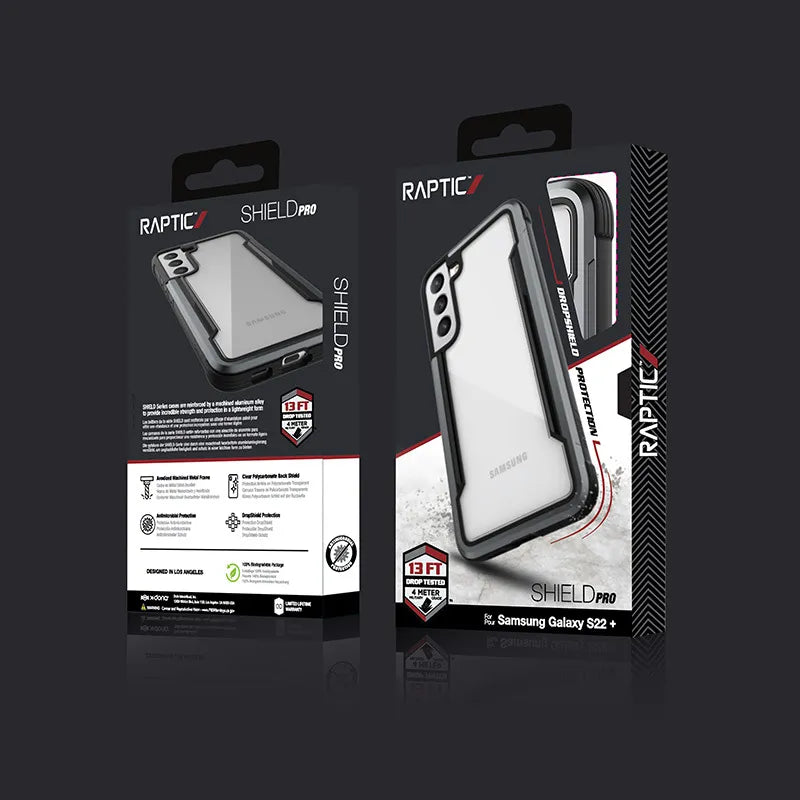 X-Doria Raptic Shield Pro - "Samsung Galaxy S22+ 5G" dėklas (antimikrobinė apsauga) (juodas)
