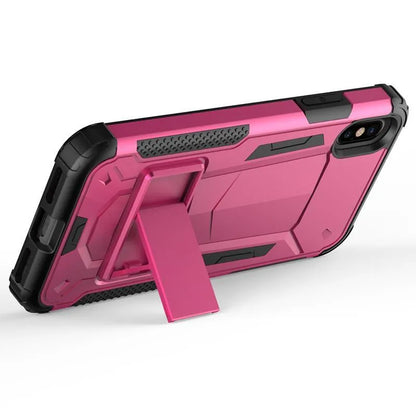 Zizo Hybrid Transformer dėklas – tvirtas dėklas, skirtas iPhone X, su atrama (karšto rožinė / juoda)