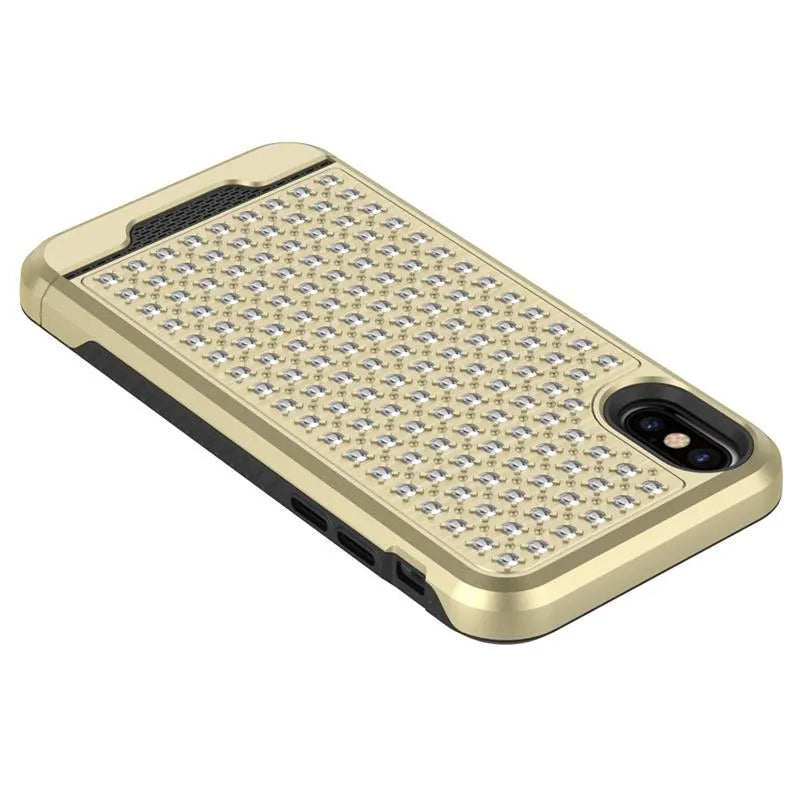 Zizo Star Diamond hibridinis dėklas, skirtas „iPhone X“ (aukso/juodos spalvos)