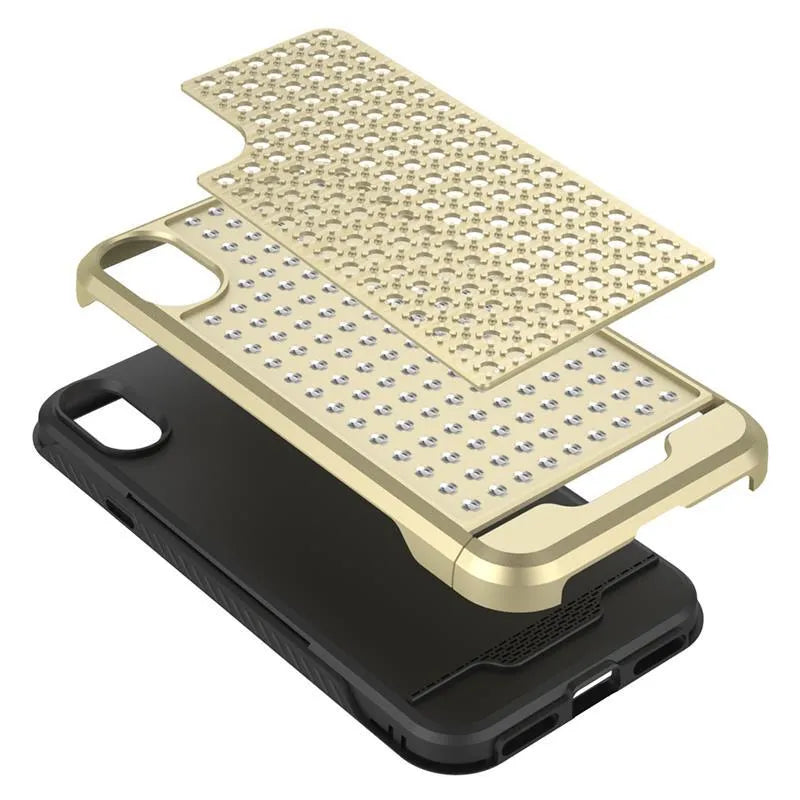 Zizo Star Diamond hibridinis dėklas, skirtas „iPhone X“ (aukso/juodos spalvos)