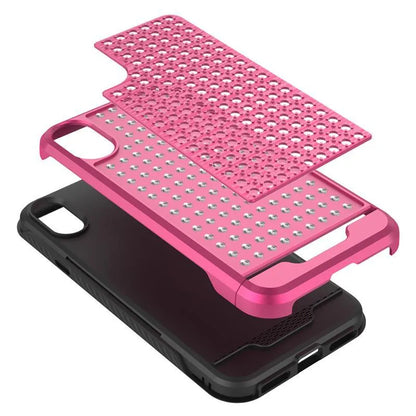Zizo Star Diamond Hibridinis dėklas skirtas iPhone X (rožinė/juoda)