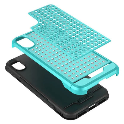 Zizo Star Diamond Hybridinis dėklas, skirtas iPhone X (žalsvai melsva/juoda)
