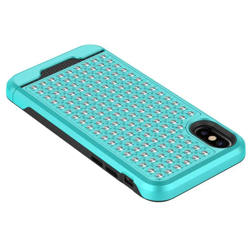 Zizo Star Diamond Hybridinis dėklas, skirtas iPhone X (žalsvai melsva/juoda)