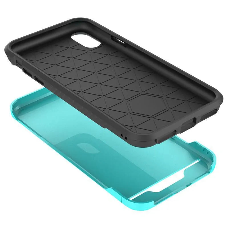 Zizo Star Diamond Hybridinis dėklas, skirtas iPhone X (žalsvai melsva/juoda)